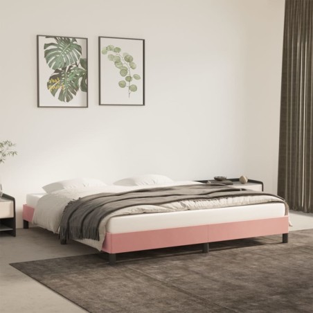 vidaXL Estructura de cama de terciopelo rosa 180x200 cm