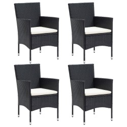 vidaXL Sillas de comedor para jardín 4 unidades ratán sintético negro