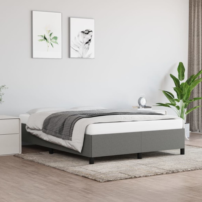 vidaXL Estructura de cama de tela gris oscuro 140x200 cm vidaXL Estructura de cama de tela gris oscuro 140x200 cm