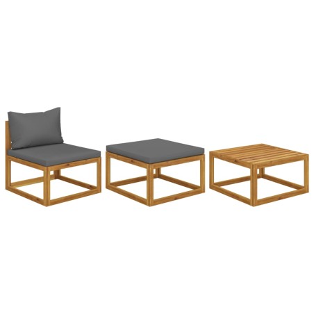 vidaXL Muebles de jardín 3 piezas con cojines madera maciza de acacia 