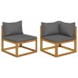 vidaXL Juego de sofá 2 pzas con cojines gris oscuro madera de acacia vidaXL Juego de sofá 2 pzas con cojines gris oscuro madera de acacia