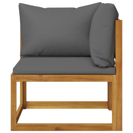 vidaXL Juego de sofá 2 pzas con cojines gris oscuro madera de acacia 