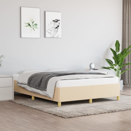 vidaXL Estructura de cama de tela color crema 140x190 cm