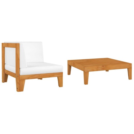 vidaXL Muebles de jardín 2 piezas con cojines madera maciza de acacia 