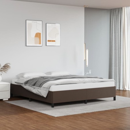 vidaXL Estructura de cama de cuero sintético marrón 180x200 cm