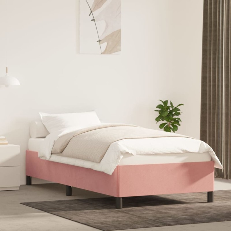 vidaXL Estructura de cama de terciopelo rosa 80x200 cm
