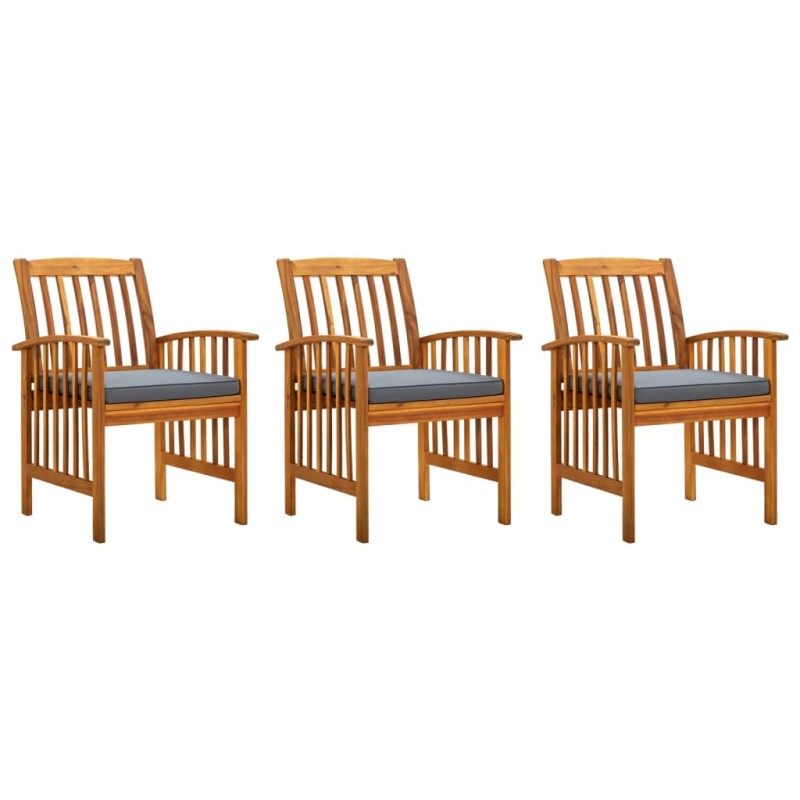 vidaXL Sillas de comedor jardín 3 uds con cojines madera maciza acacia vidaXL Sillas de comedor jardín 3 uds con cojines madera maciza acacia