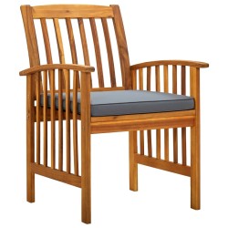 vidaXL Sillas de comedor jardín 3 uds con cojines madera maciza acacia