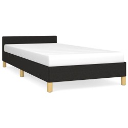 vidaXL Estructura de cama con cabecero de tela negro 90x190 cm
