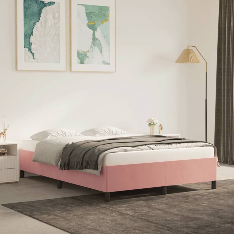 vidaXL Estructura de cama de terciopelo rosa 140x190 cm vidaXL Estructura de cama de terciopelo rosa 140x190 cm