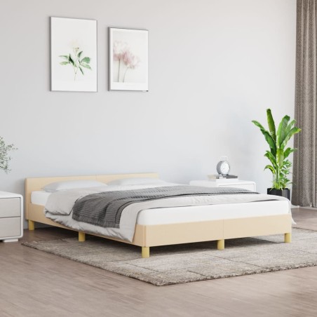 vidaXL Estructura de cama con cabecero de tela color crema 140x190 cm