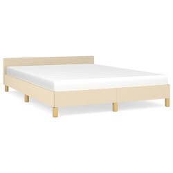 vidaXL Estructura de cama con cabecero de tela color crema 140x190 cm