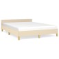 vidaXL Estructura de cama con cabecero de tela color crema 140x190 cm vidaXL Estructura de cama con cabecero de tela color crema 140x190 cm