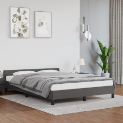 vidaXL Estructura de cama con cabecero cuero sintético gris 140x190 cm