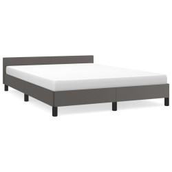 vidaXL Estructura de cama con cabecero cuero sintético gris 140x190 cm
