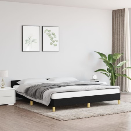 vidaXL Estructura de cama con cabecero de tela negro 180x200 cm