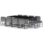 vidaXL Set de comedor para jardín 13 pzas cojines ratán sintético gris vidaXL Set de comedor para jardín 13 pzas cojines ratán sintético gris