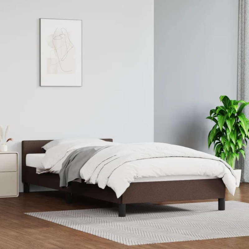 vidaXL Estructura de cama cabecero cuero sintético marrón 100x200 cm vidaXL Estructura de cama cabecero cuero sintético marrón 100x200 cm