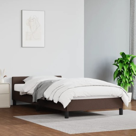 vidaXL Estructura de cama cabecero cuero sintético marrón 100x200 cm