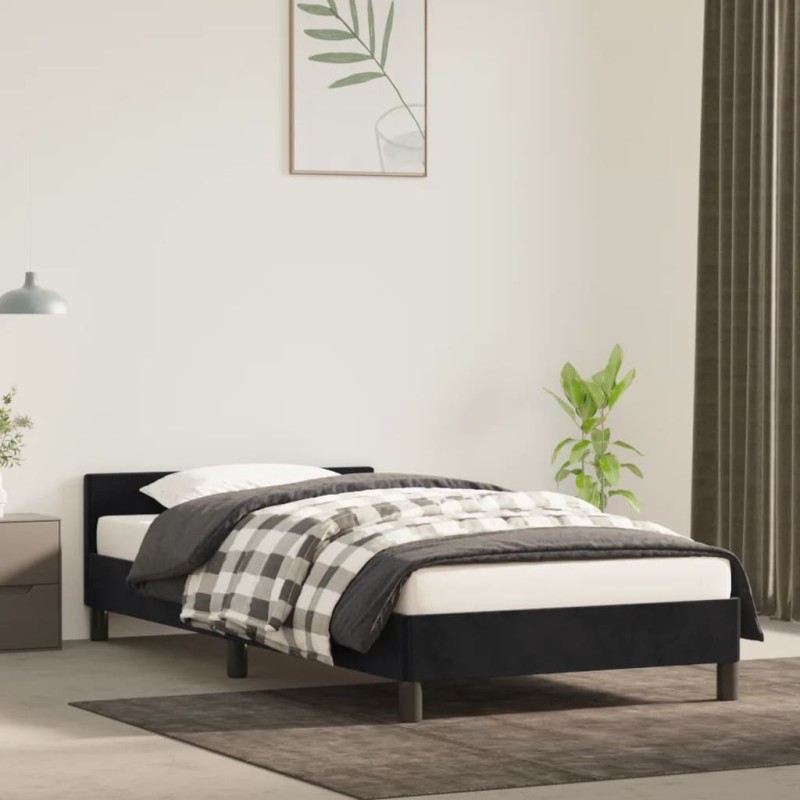 vidaXL Estructura de cama con cabecero de terciopelo negro 100x200 cm