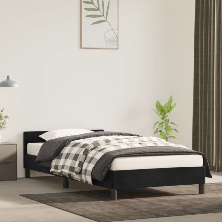 vidaXL Estructura de cama con cabecero de terciopelo negro 100x200 cm