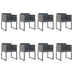 vidaXL Set de comedor para jardín 13 pzas cojines ratán sintético gris