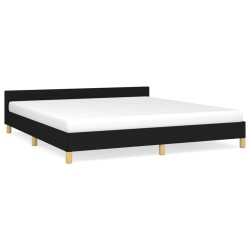 vidaXL Estructura de cama con cabecero de tela negro 160x200 cm