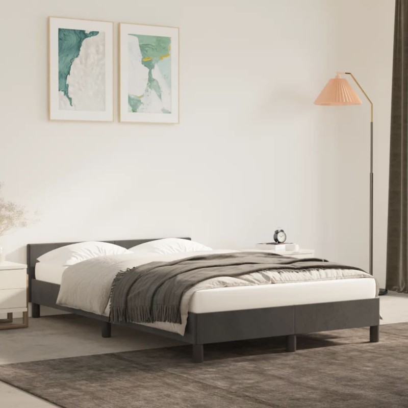 vidaXL Estructura cama con cabecero terciopelo gris oscuro 120x200 cm vidaXL Estructura cama con cabecero terciopelo gris oscuro 120x200 cm