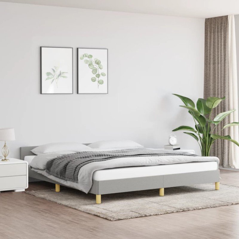 vidaXL Estructura de cama con cabecero gris claro tela 180x200 cm