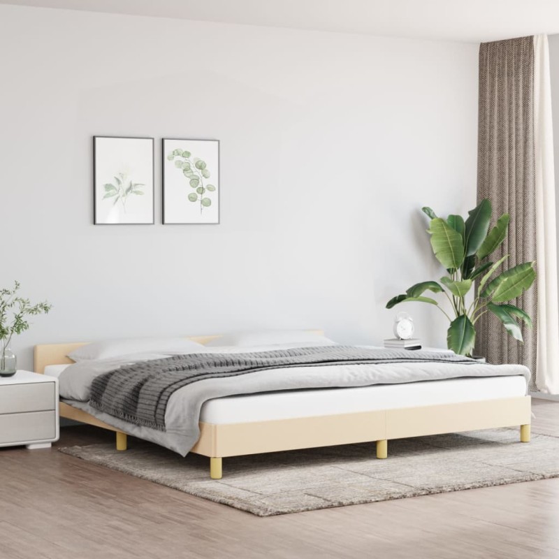 vidaXL Estructura de cama con cabecero de tela color crema 200x200 cm vidaXL Estructura de cama con cabecero de tela color crema 200x200 cm