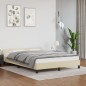 vidaXL Estructura de cama con cabecero cuero sintético crema 140x200cm vidaXL Estructura de cama con cabecero cuero sintético crema 140x200cm