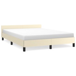 vidaXL Estructura de cama con cabecero cuero sintético crema 140x200cm