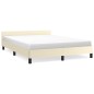 vidaXL Estructura de cama con cabecero cuero sintético crema 140x200cm vidaXL Estructura de cama con cabecero cuero sintético crema 140x200cm