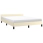 vidaXL Estructura de cama con cabecero cuero sintético crema 140x200cm vidaXL Estructura de cama con cabecero cuero sintético crema 140x200cm