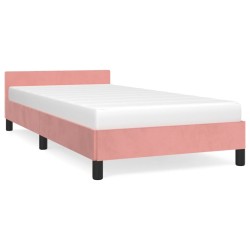 vidaXL Estructura de cama con cabecero de terciopelo rosa 100x200 cm