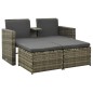 vidaXL Set de muebles de jardín 3 pzas y cojines ratán sintético gris vidaXL Set de muebles de jardín 3 pzas y cojines ratán sintético gris