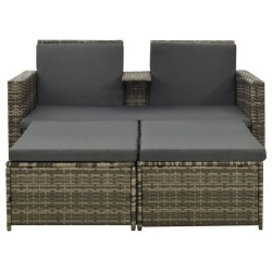 vidaXL Set de muebles de jardín 3 pzas y cojines ratán sintético gris
