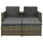 vidaXL Set de muebles de jardín 3 pzas y cojines ratán sintético gris vidaXL Set de muebles de jardín 3 pzas y cojines ratán sintético gris