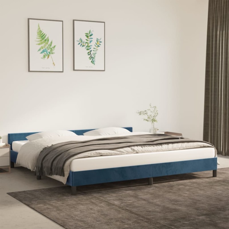vidaXL Estructura cama con cabecero terciopelo azul oscuro 200x200 cm vidaXL Estructura cama con cabecero terciopelo azul oscuro 200x200 cm