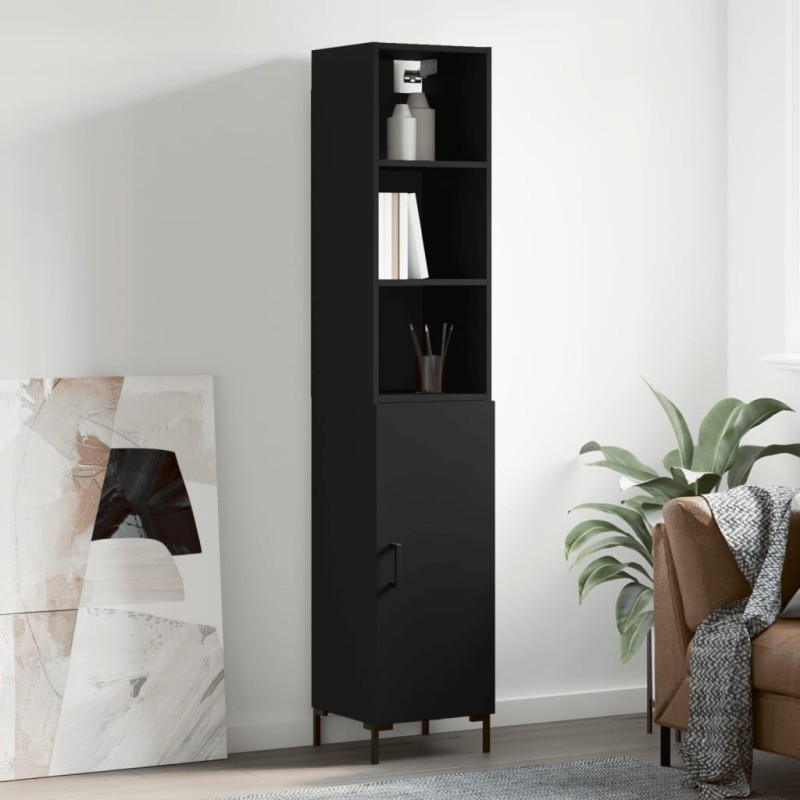 vidaXL Aparador de madera contrachapada negro 34,5x34x180 cm vidaXL Aparador de madera contrachapada negro 34,5x34x180 cm