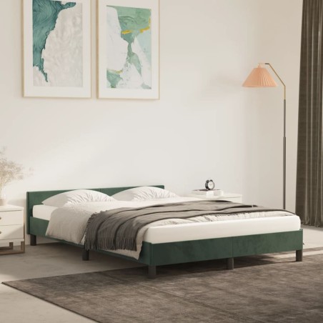 vidaXL Estructura cama con cabecero terciopelo verde oscuro 140x200 cm
