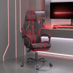 vidaXL Silla gaming giratoria y reposapiés cuero sintético