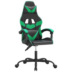 vidaXL Silla gaming giratoria cuero sintético negro y verde