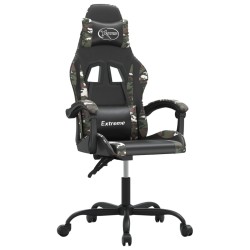 vidaXL Silla gaming giratoria cuero sintético negro y camuflaje
