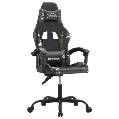 vidaXL Silla gaming giratoria cuero sintético negro y camuflaje