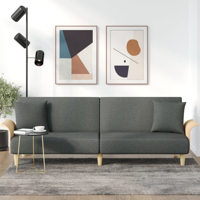 vidaXL Sofá cama con reposabrazos tela gris oscuro vidaXL Sofá cama con reposabrazos tela gris oscuro
