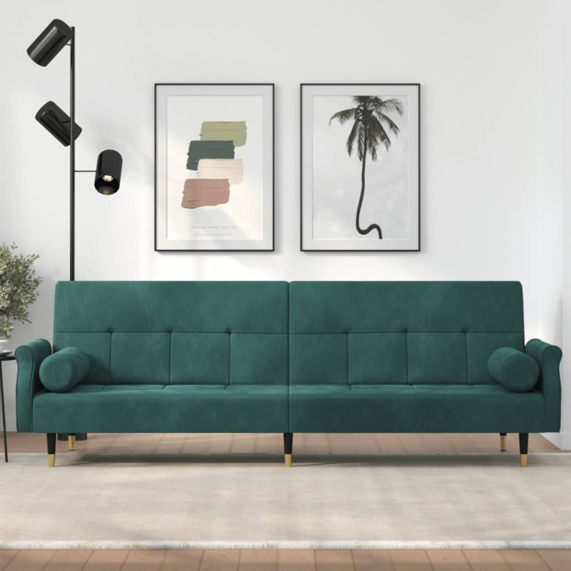 vidaXL Sofá cama con cojines terciopelo verde oscuro vidaXL Sofá cama con cojines terciopelo verde oscuro