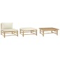 vidaXL Set de muebles de jardín 3 piezas bambú y cojines blanco crema vidaXL Set de muebles de jardín 3 piezas bambú y cojines blanco crema