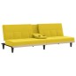 vidaXL Sofá cama con portavasos tela amarillo claro vidaXL Sofá cama con portavasos tela amarillo claro