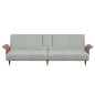 vidaXL Sofá cama con portavasos terciopelo gris claro vidaXL Sofá cama con portavasos terciopelo gris claro
